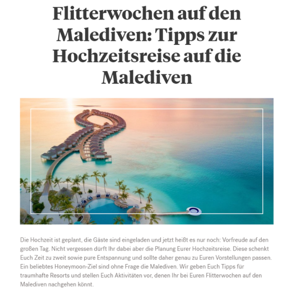 Hochzeitsplaza DACH : Tips for Honeymoon in the Maldives